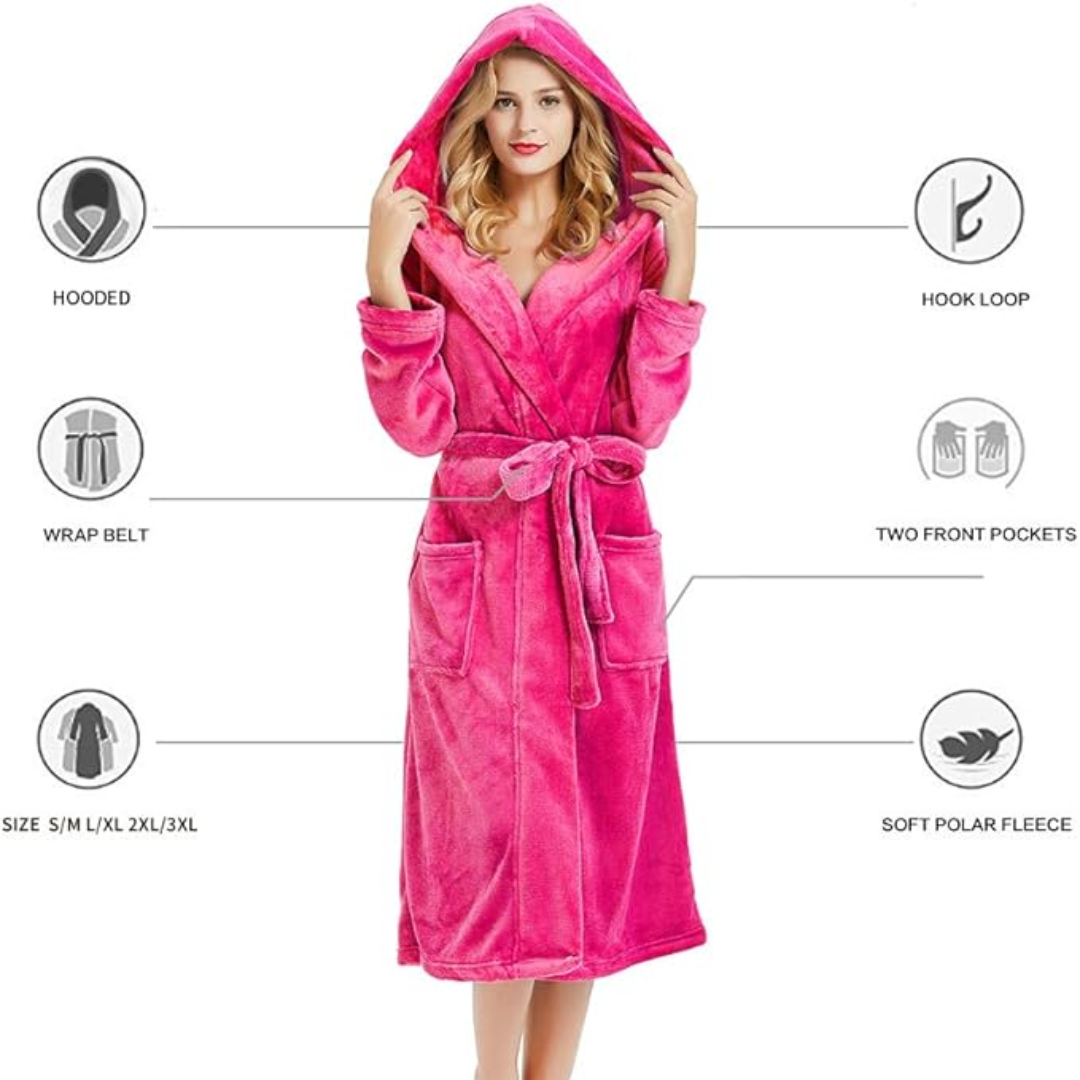 Dames Fleece Badjas met Kap – Vivianne