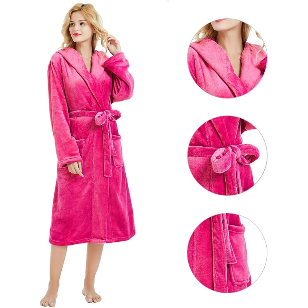 Dames Fleece Badjas met Kap – Vivianne