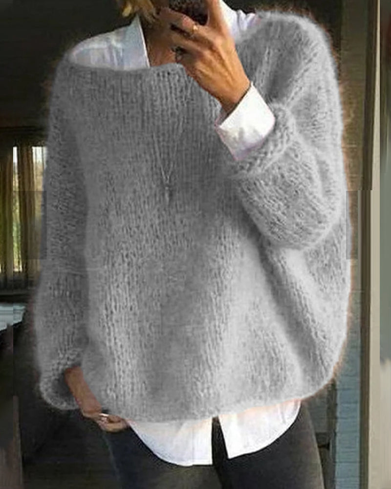 Dames Klassieke Off-the-Shoulder Gebreide Trui