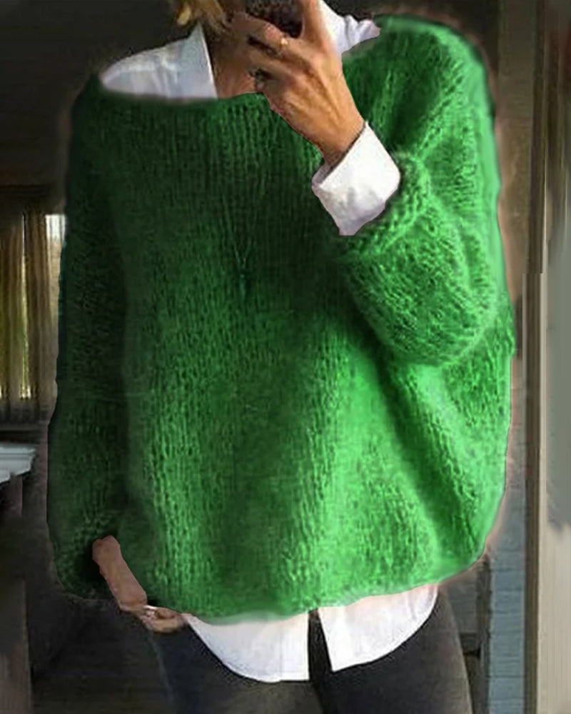 Dames Klassieke Off-the-Shoulder Gebreide Trui