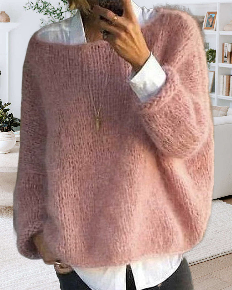 Dames Klassieke Off-the-Shoulder Gebreide Trui