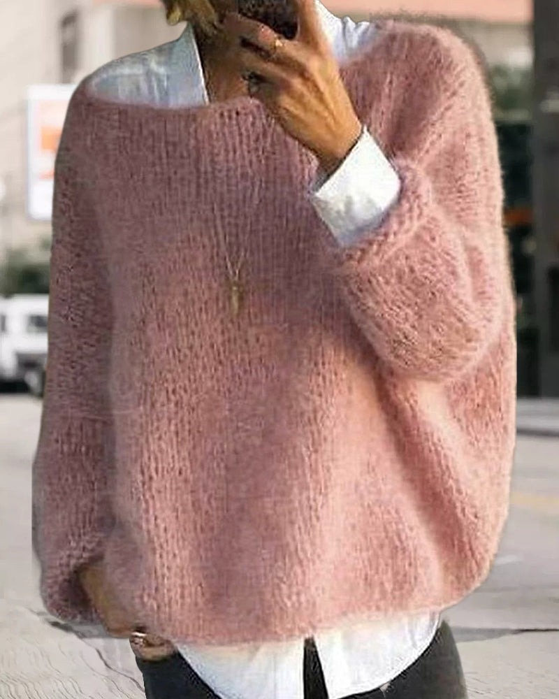 Dames Klassieke Off-the-Shoulder Gebreide Trui