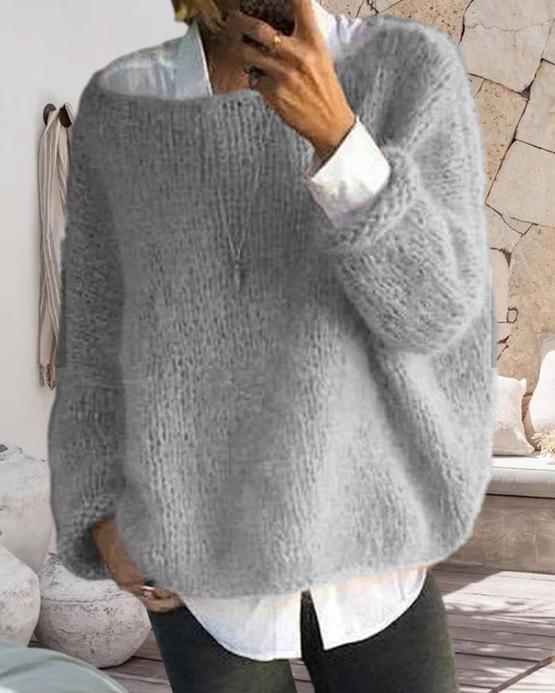 Dames Klassieke Off-the-Shoulder Gebreide Trui