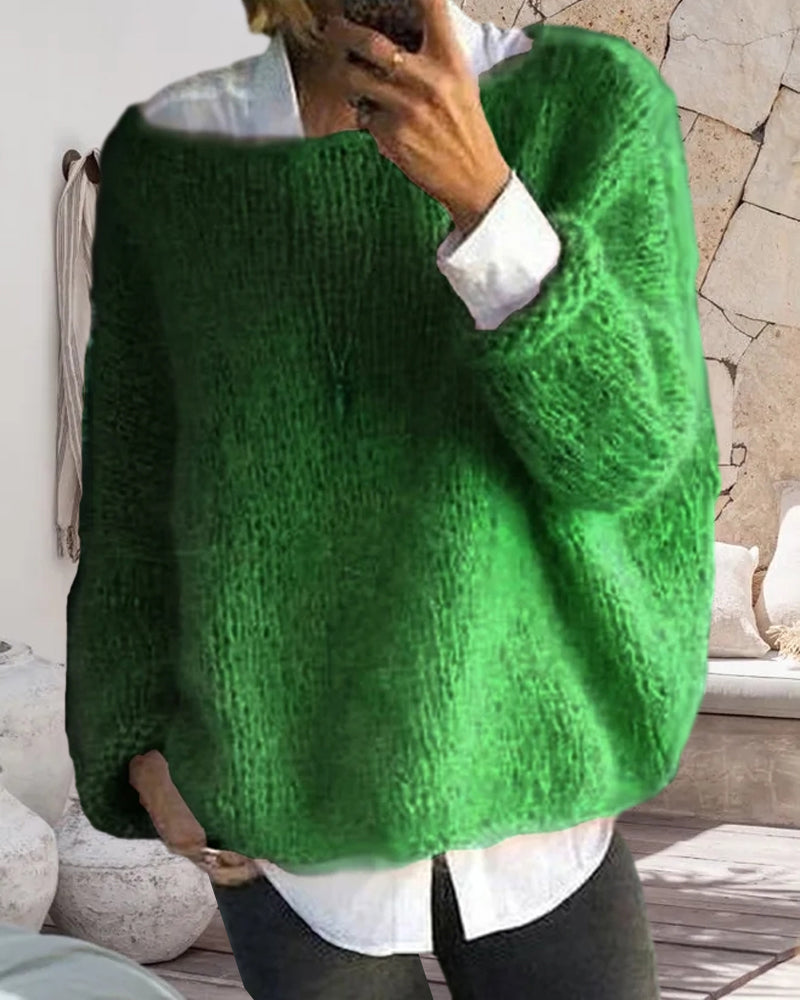 Dames Klassieke Off-the-Shoulder Gebreide Trui