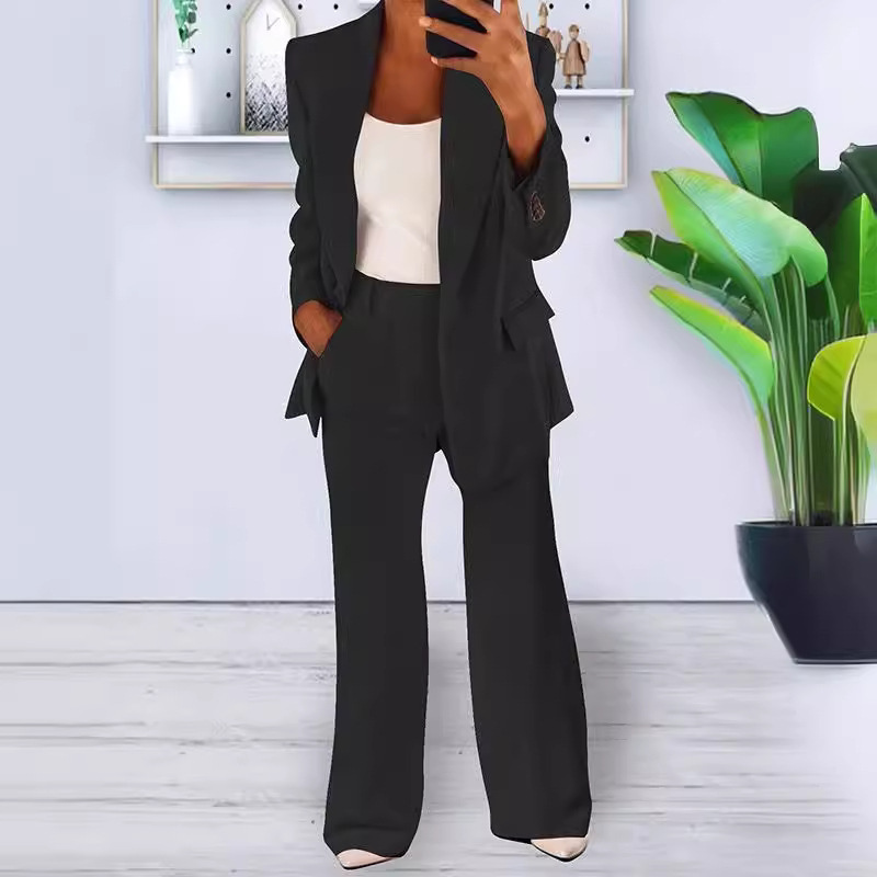 Dames kostuumset met eenknoopsblazer en pantalon