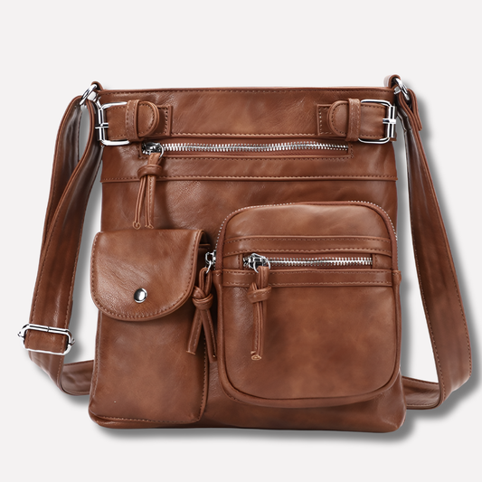 Dames Multi-Pocket Leren Schoudertas