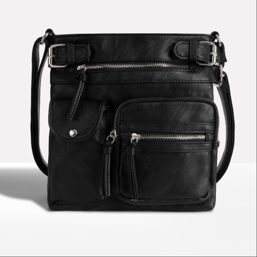 Dames Multi-Pocket Leren Schoudertas