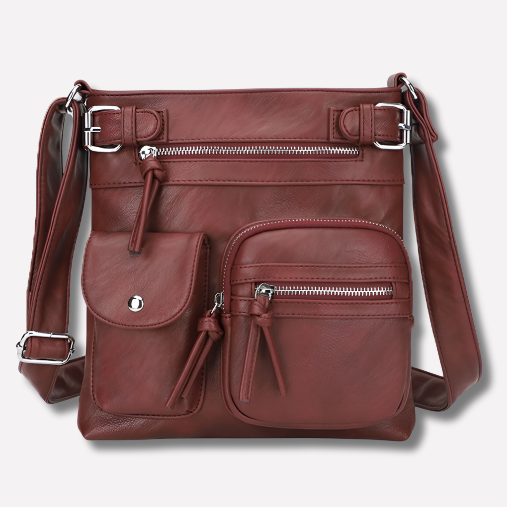 Dames Multi-Pocket Leren Schoudertas