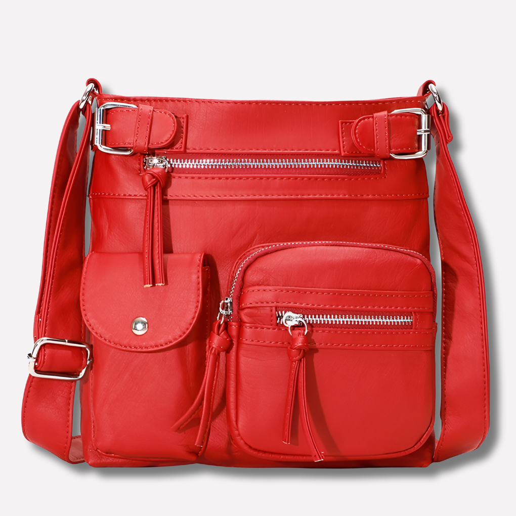 Dames Multi-Pocket Leren Schoudertas
