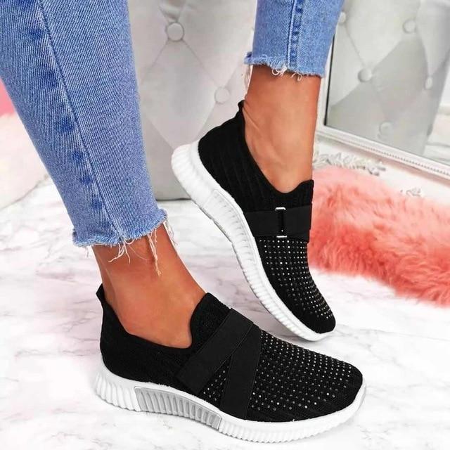 Dames Slip-On Sneakers met Klittenband | Verbeter Je Loophouding!