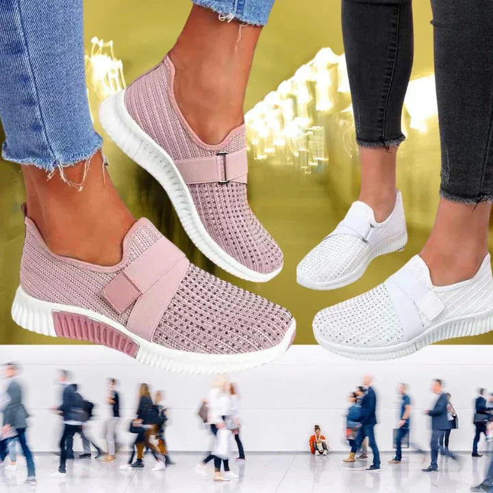 Dames Slip-On Sneakers met Klittenband | Verbeter Je Loophouding!