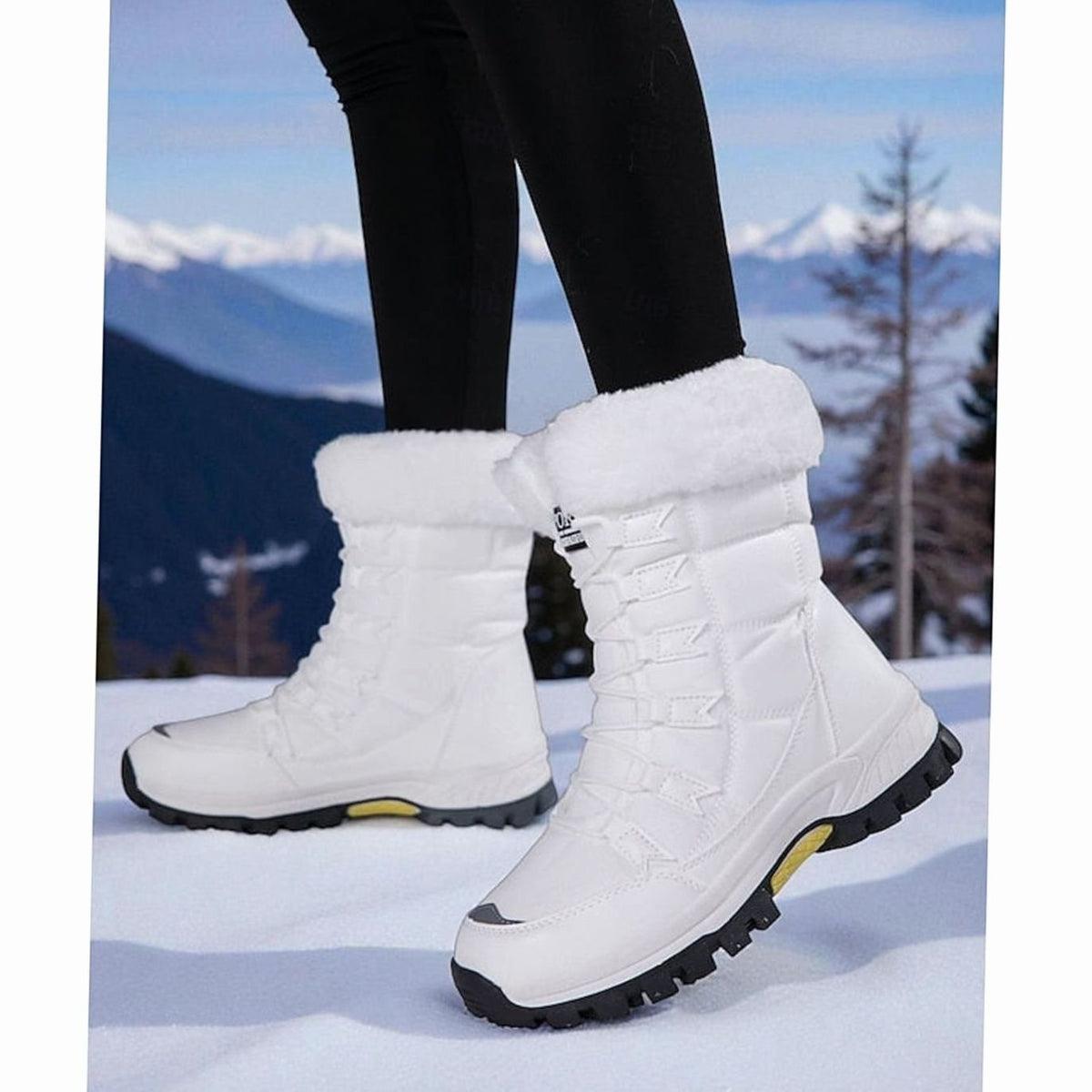 Dames snowboots met pluche voering en vetersluiting