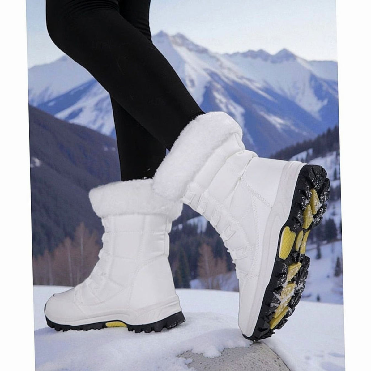 Dames snowboots met pluche voering en vetersluiting