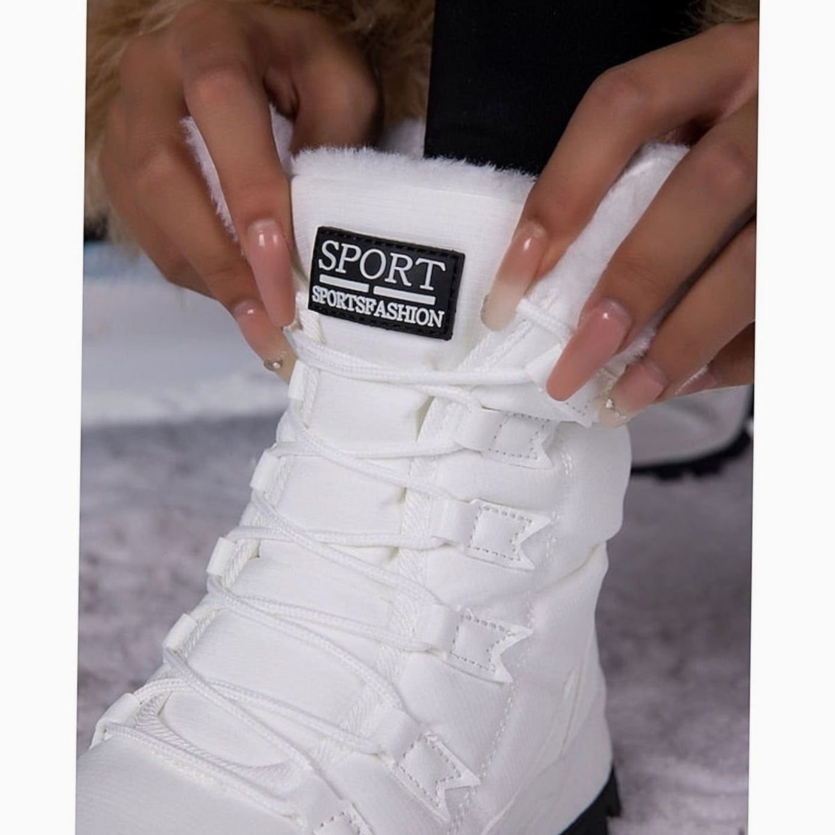 Dames snowboots met pluche voering en vetersluiting