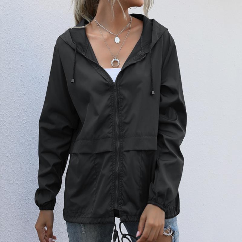 Dames sportjas met ritssluiting | Waterdicht jack met capuchon