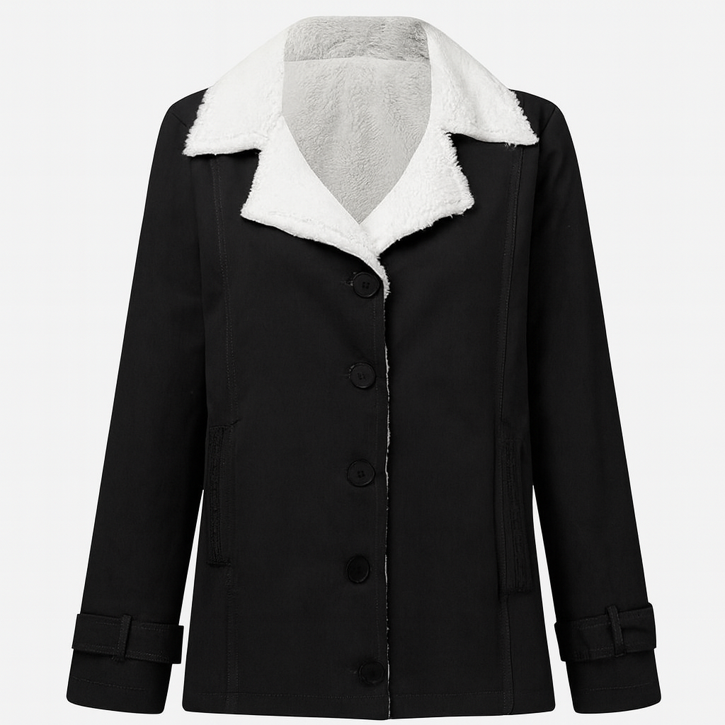 Dames Warme Gevoerde Winterjas met Ingesneden Revers