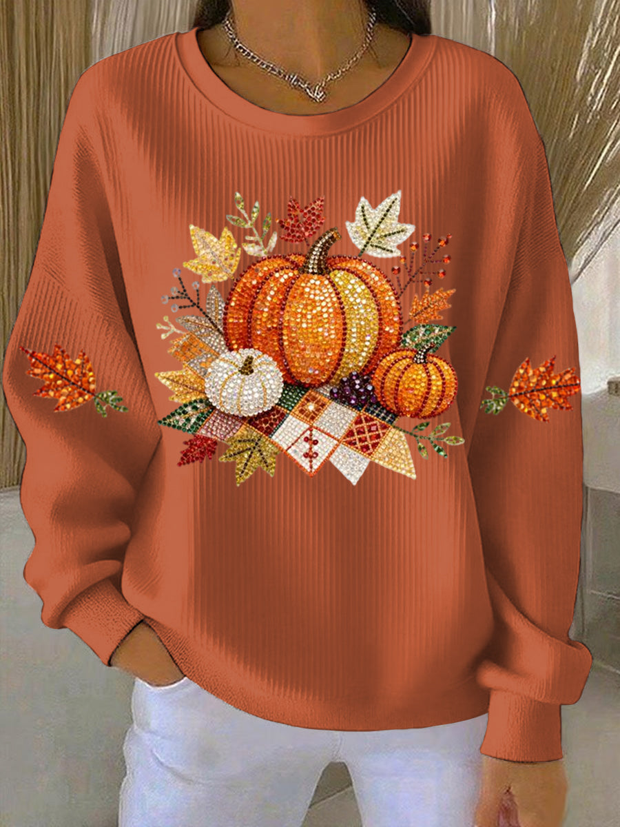 Damessweatshirt met pompoenprint