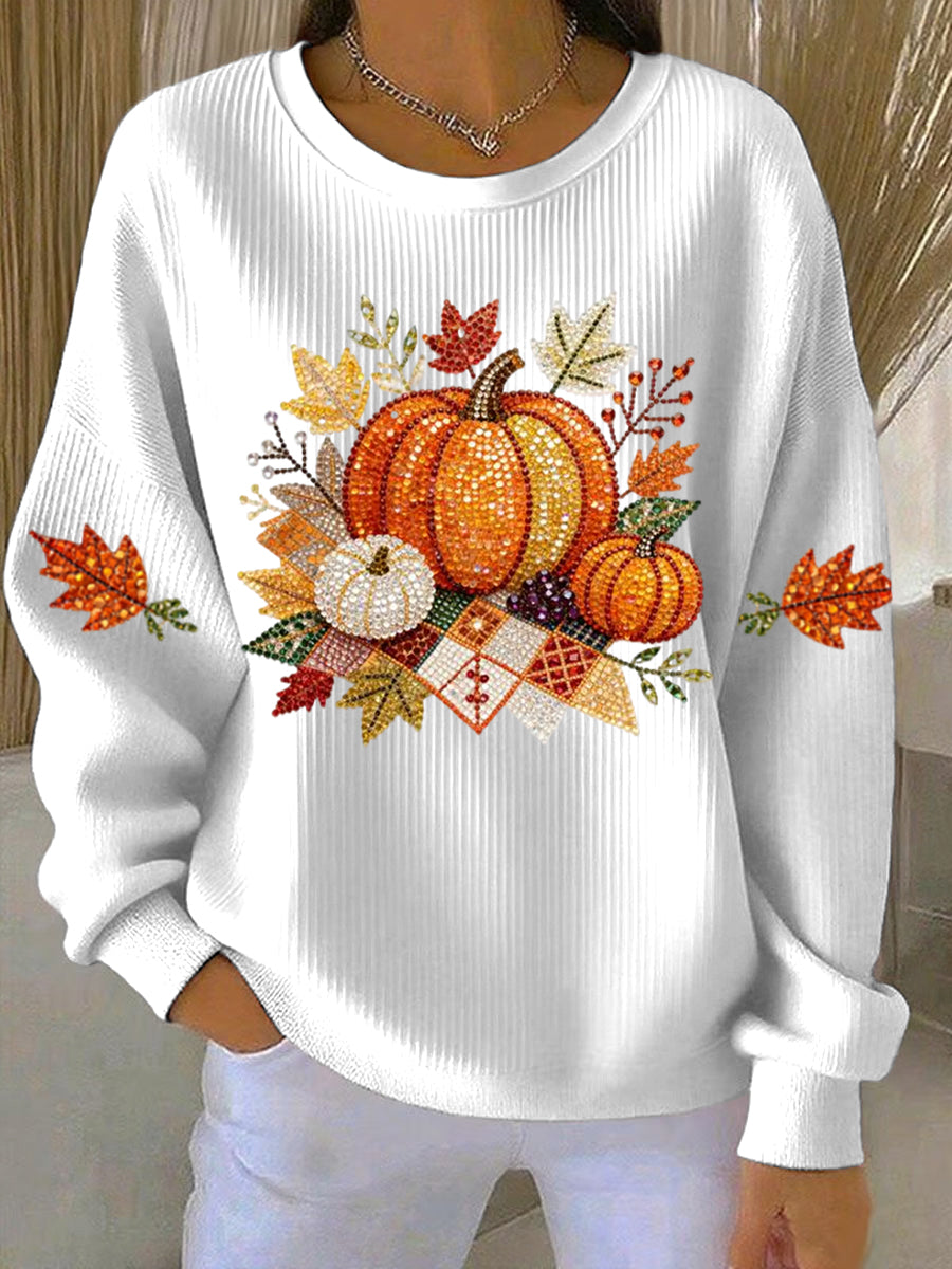 Damessweatshirt met pompoenprint
