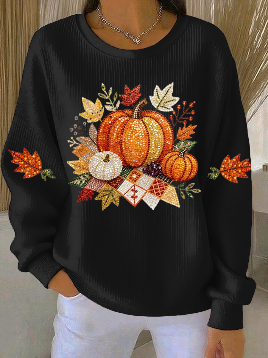 Damessweatshirt met pompoenprint