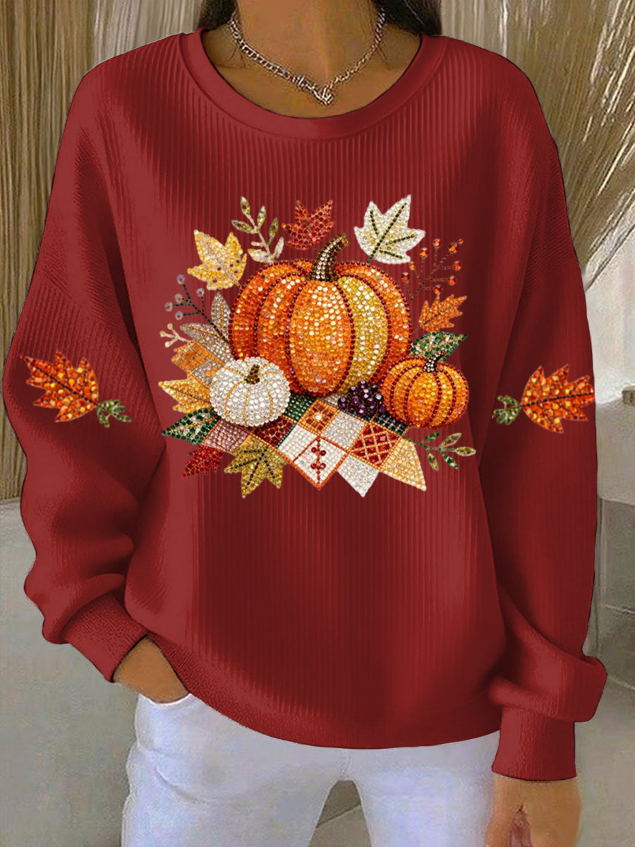 Damessweatshirt met pompoenprint
