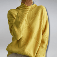 Damestrui met ruitpatroon - Gestructureerde pullover met lange mouwen
