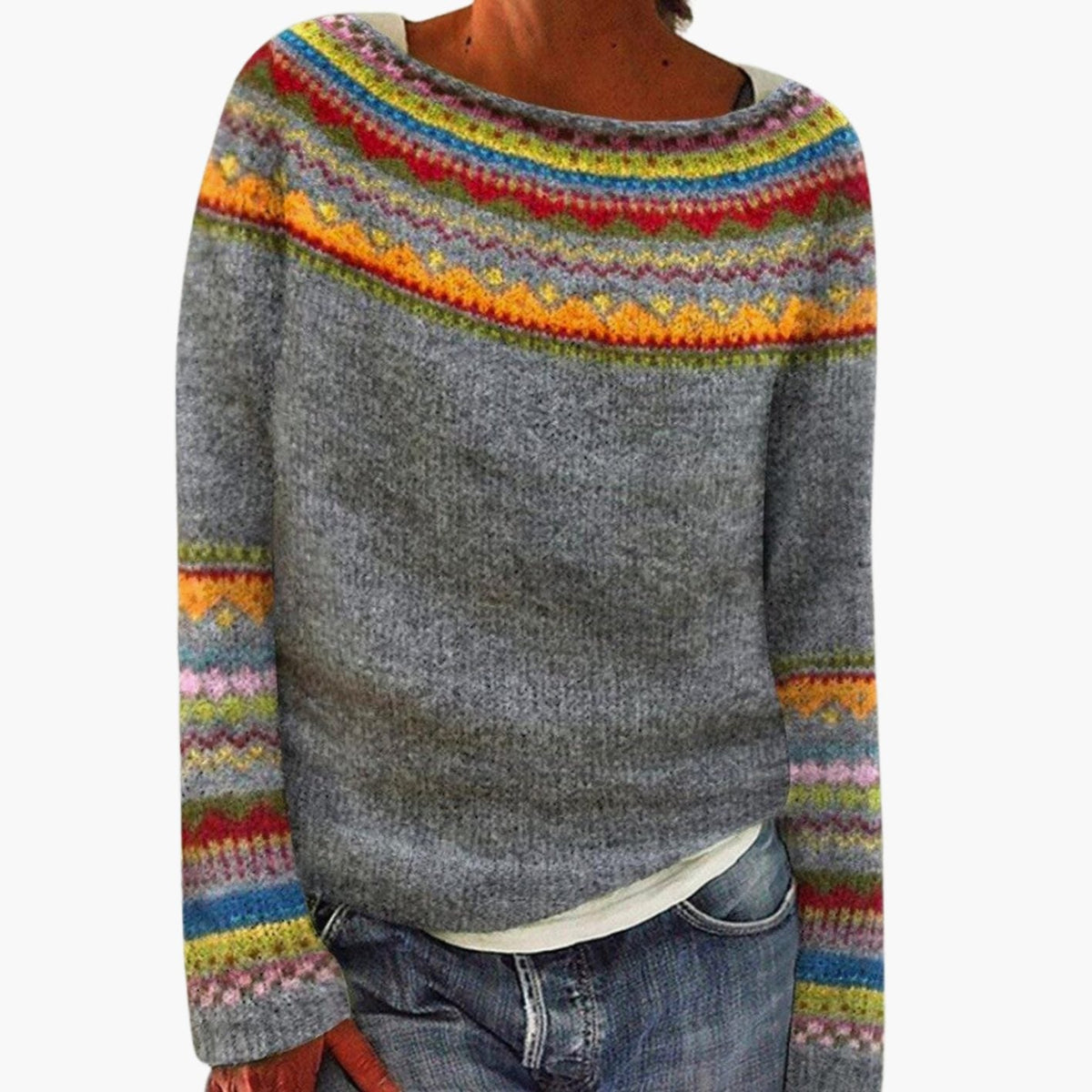 Damestrui van merinowol met Fair Isle-breipatroon