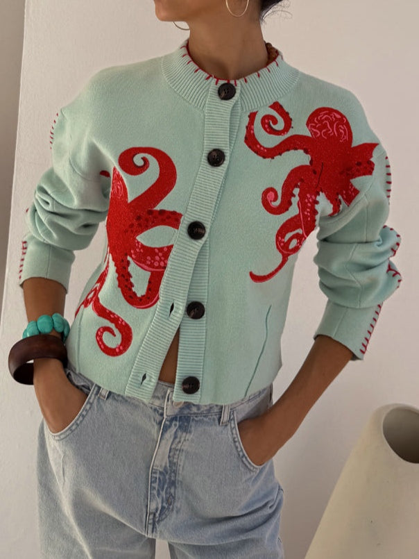 Damesvest met octopuspatroon