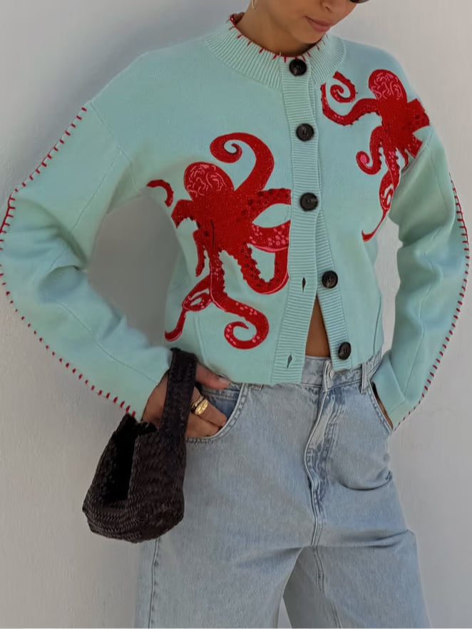 Damesvest met octopuspatroon