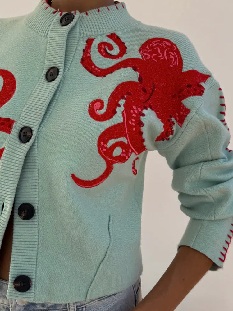 Damesvest met octopuspatroon