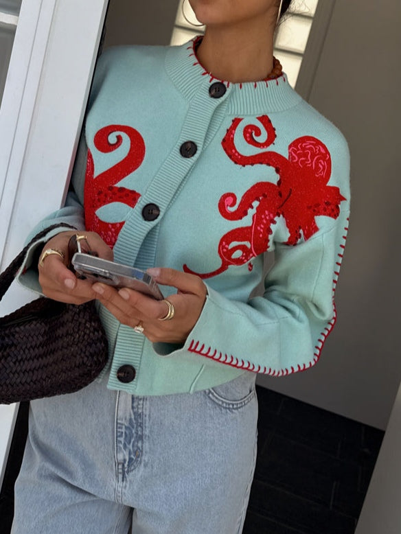 Damesvest met octopuspatroon