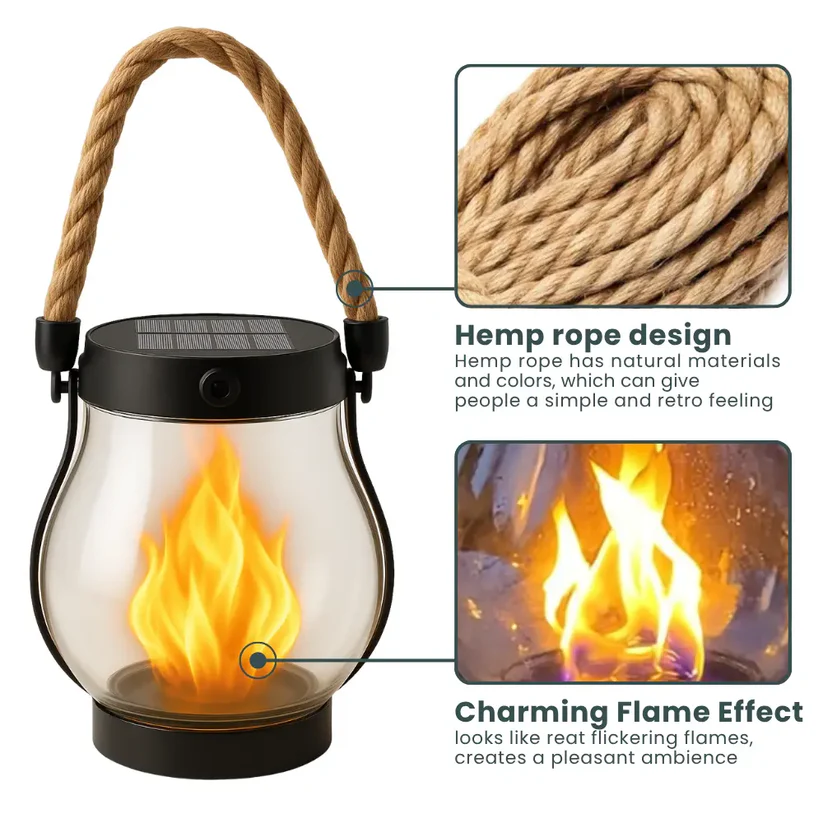 Dancing Flame Solar Lantern™ — Breng Warme, Flikkerende Magie Overal Buiten