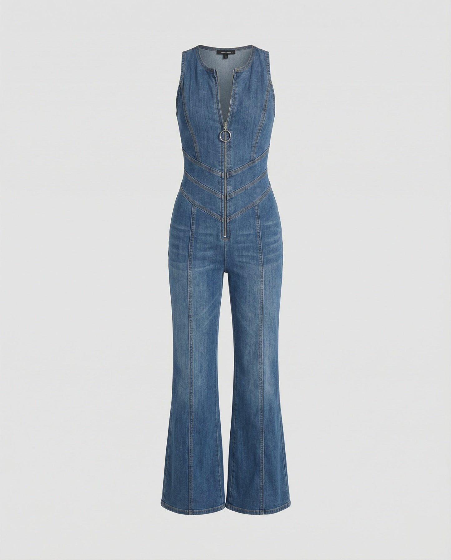 Denim Overall voor Vrouwen, Ruguitsnede met Hartvormige Halslijn, Mouwloos, Aansluitend, Jumpsuit