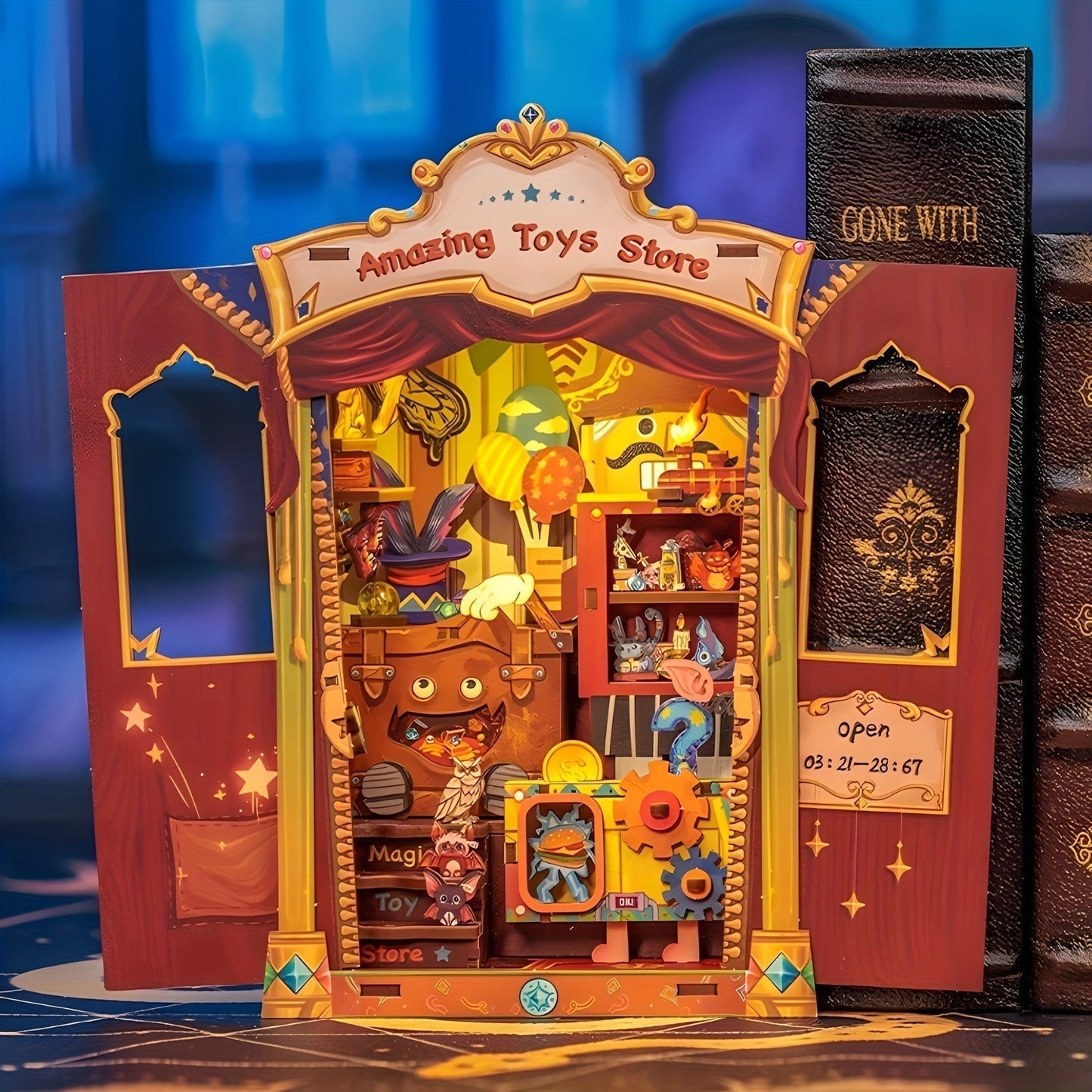 DIY Miniatuur Uil Boekwinkel – 3D Houten Kit met Verlichting voor Creatieve Decoratie