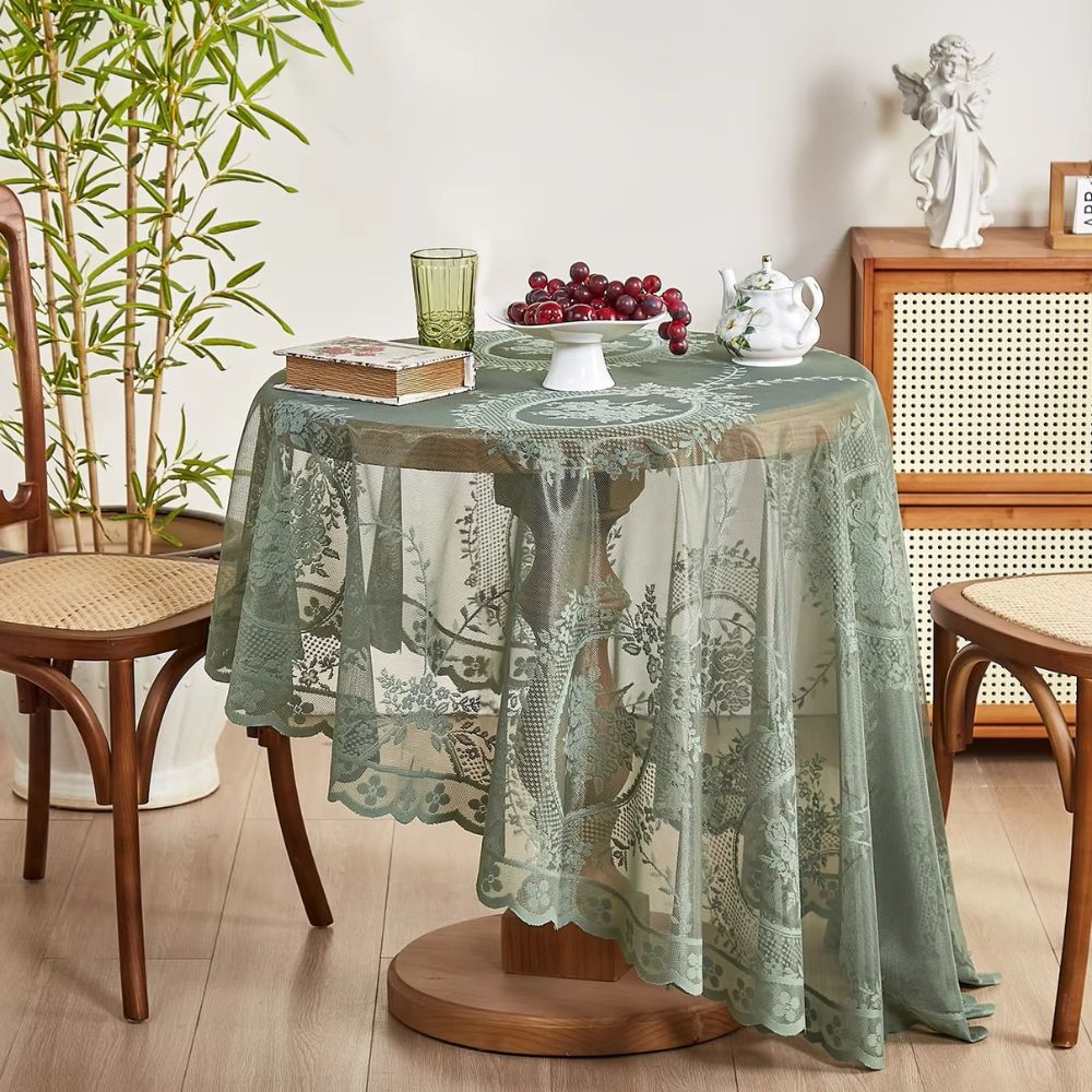 Doorzichtig Kant Ronde Bloemen Tafelkleed