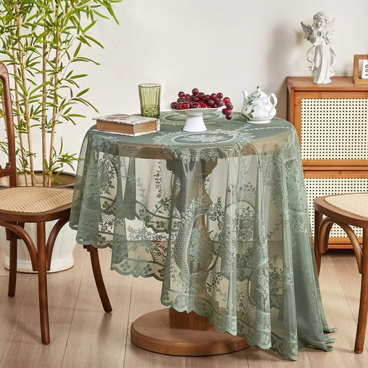 Doorzichtig Kant Ronde Bloemen Tafelkleed