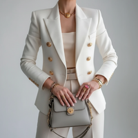 Double-breasted damesblazer met knopen - Elegante colbert met lange mouwen
