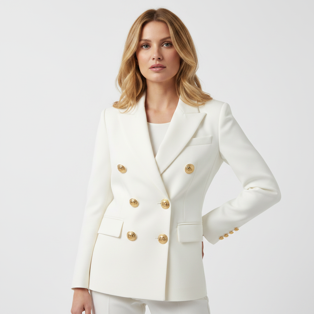 Double-breasted damesblazer met knopen - Elegante colbert met lange mouwen