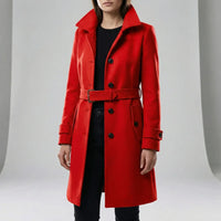 Double-breasted trenchcoat voor dames met ceintuur