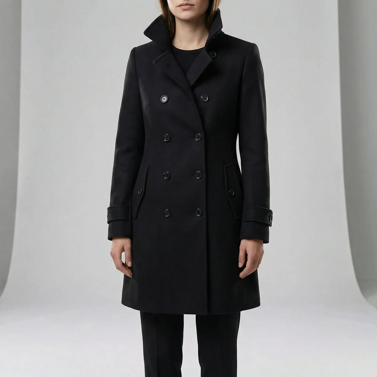 Double-breasted trenchcoat voor dames met ceintuur
