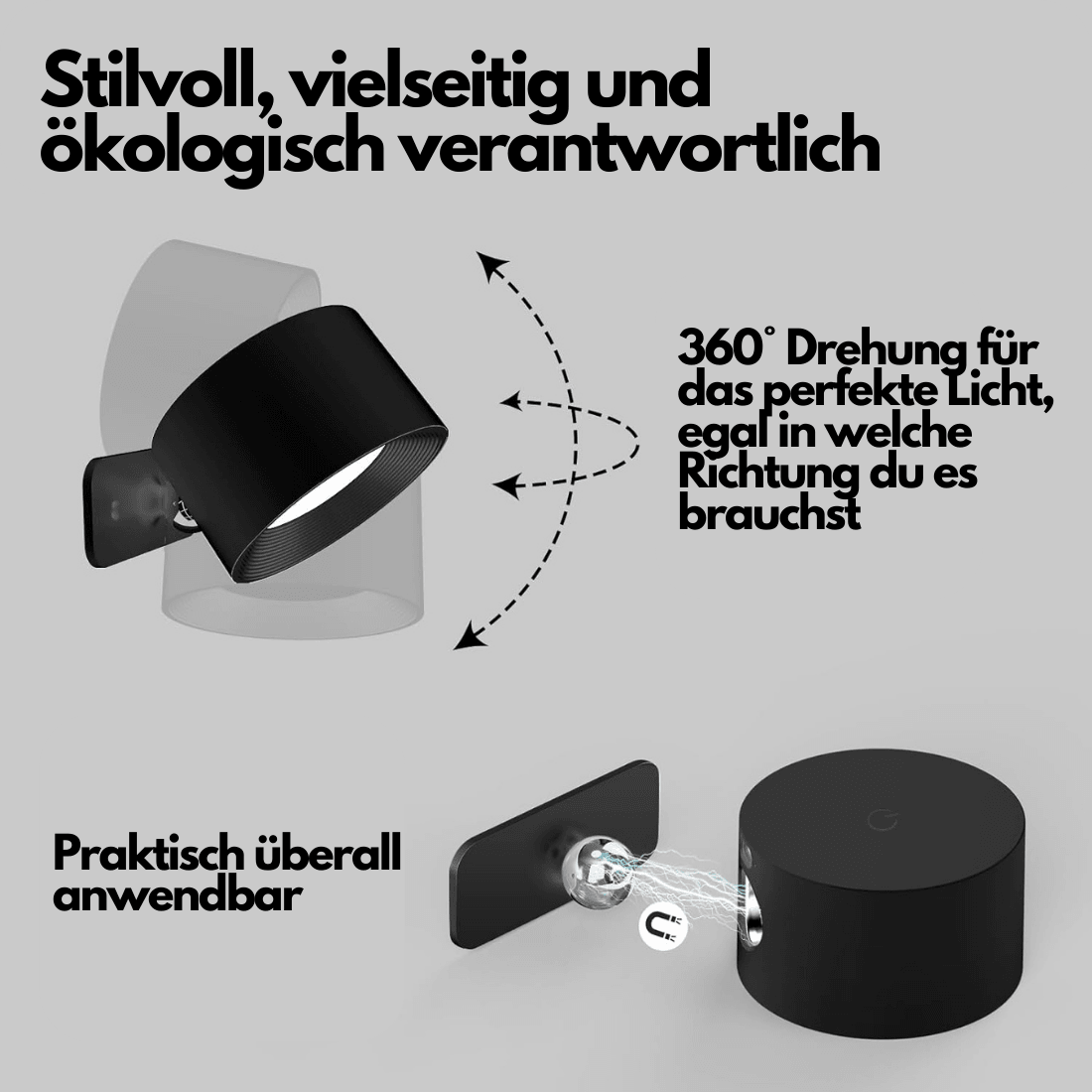 Draadloze Wandlamp – 360° Verstelbare en Oplaadbare LED Verlichting (USB)