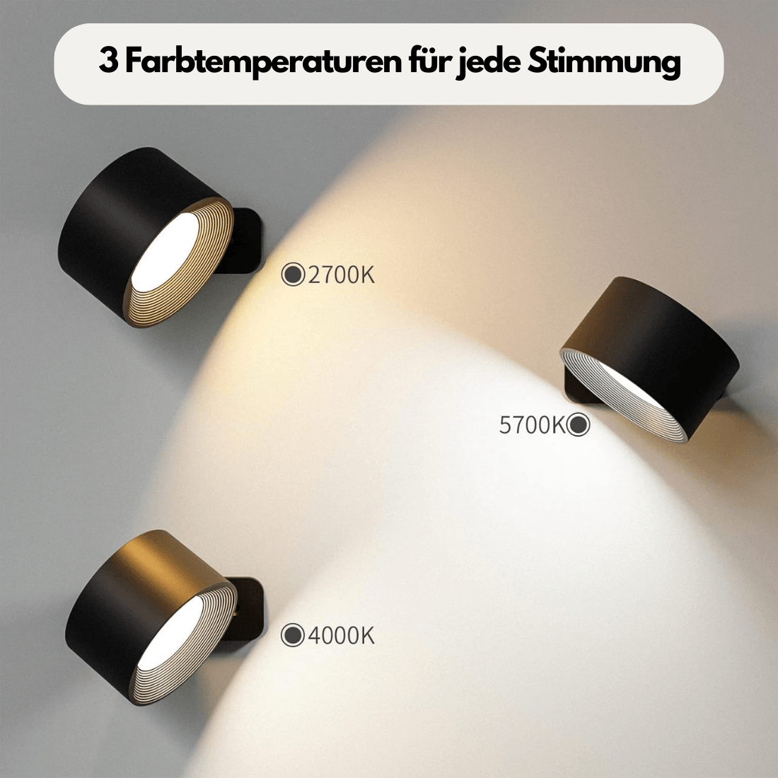 Draadloze Wandlamp – 360° Verstelbare en Oplaadbare LED Verlichting (USB)