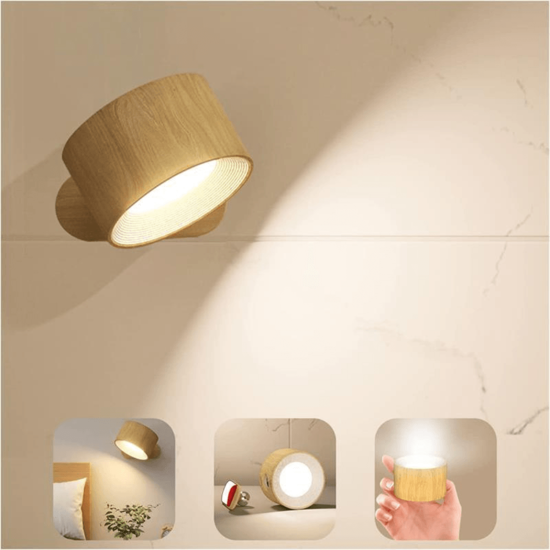 Draadloze Wandlamp – 360° Verstelbare en Oplaadbare LED Verlichting (USB)