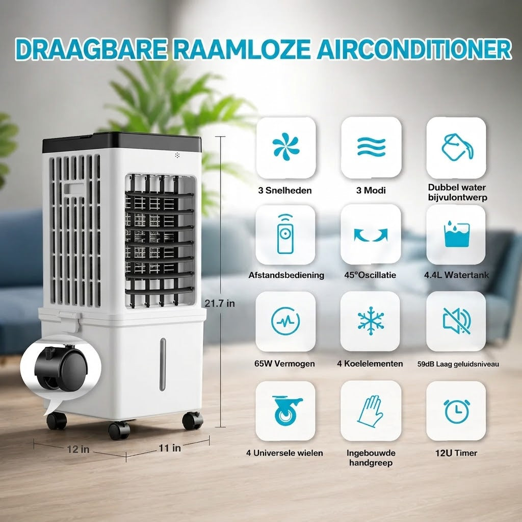 Draagbare Raamloze Airconditioner | Directe Koeling