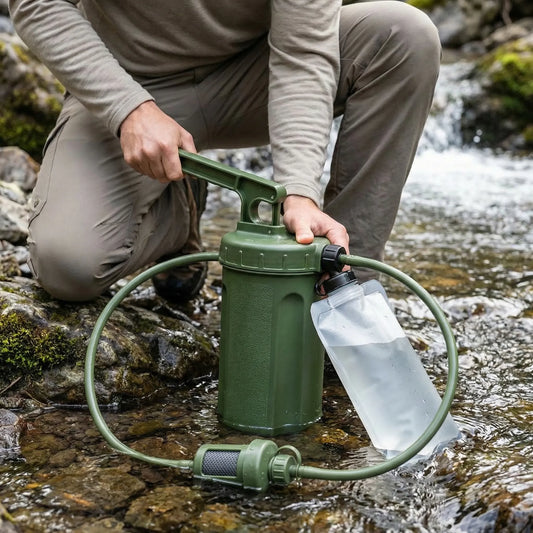 Draagbare waterfilterpomp voor outdoor en noodsituaties