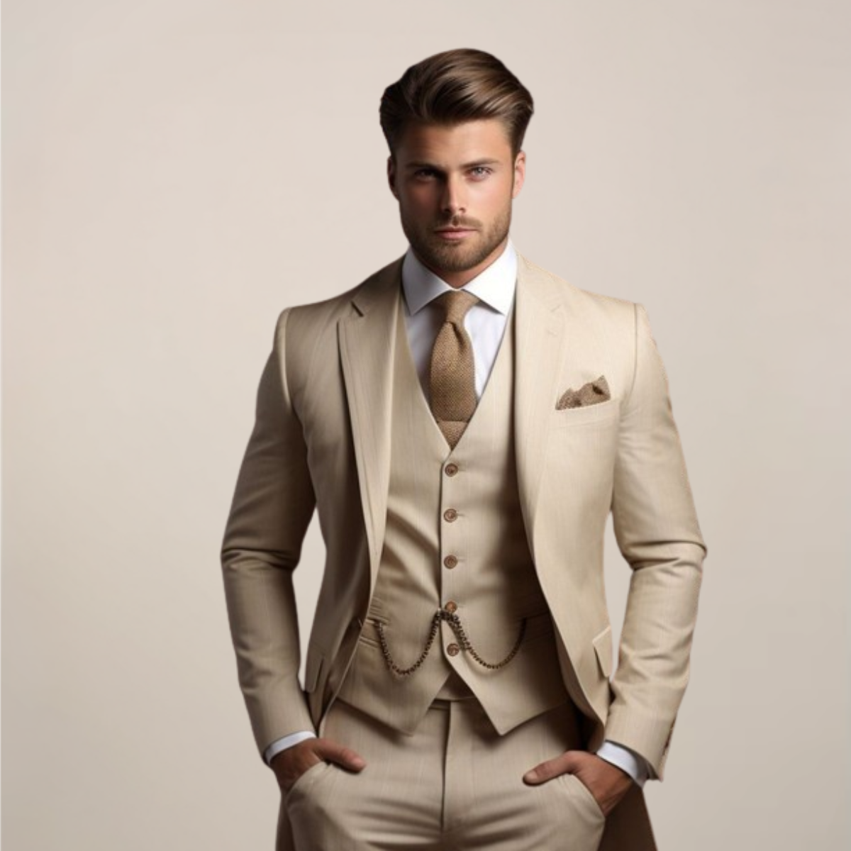 Driedelig slim fit pak