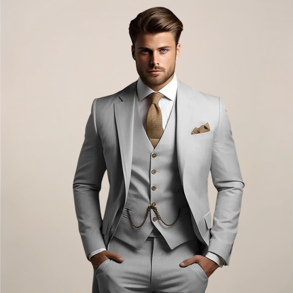 Driedelig slim fit pak