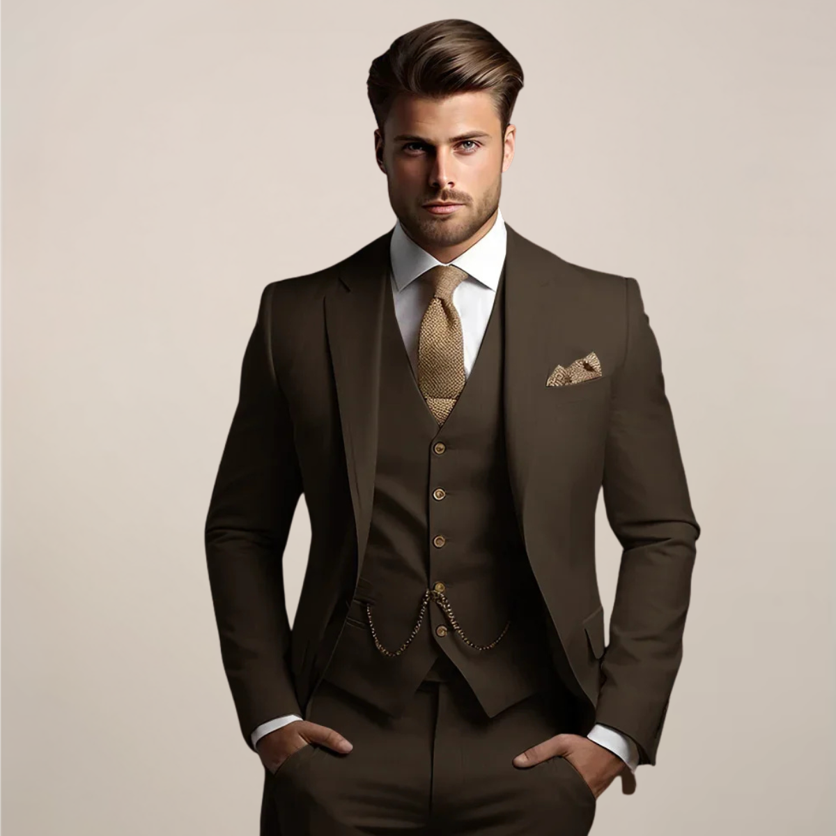 Driedelig slim fit pak