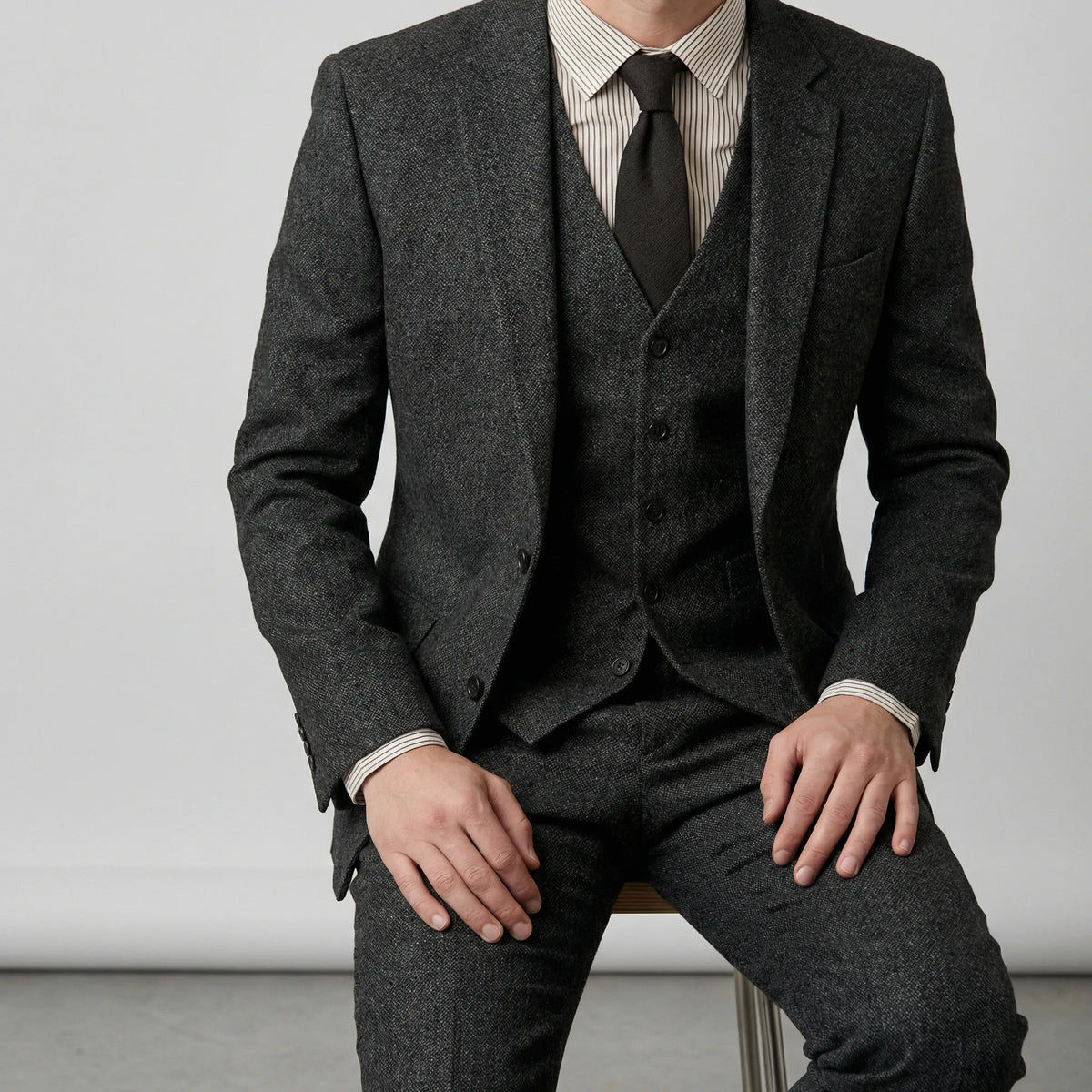 Driedelig slim fit pak