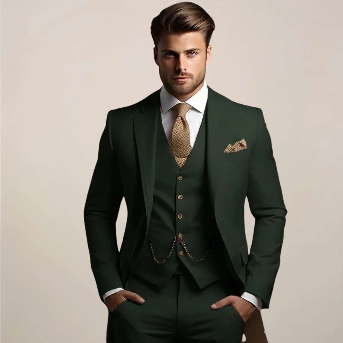 Driedelig slim fit pak