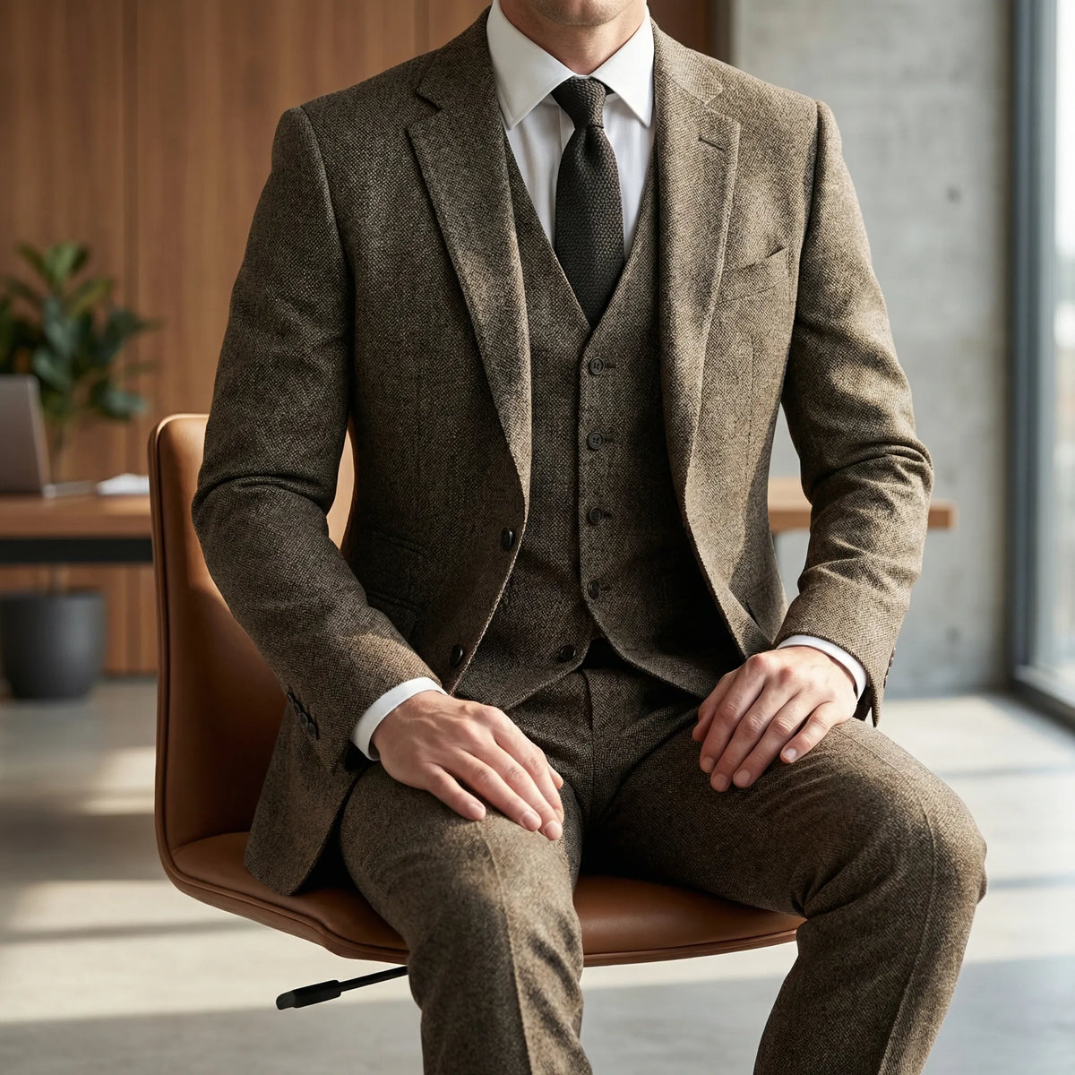 Driedelig slim fit pak